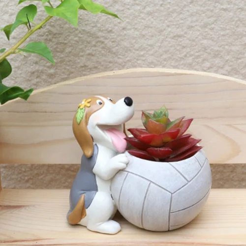 Cute Playful Dog Resin Succulent Pot -Plant Life Decor Shop Cute playful dog 4
