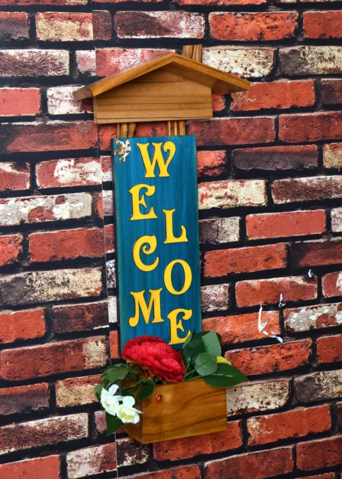 Welcome Message With Artificial Flowers Wooden Rack 6 Welcome Message With Artificial Flowers Wooden Rack -Plant Life Decor Shop DSC 5854