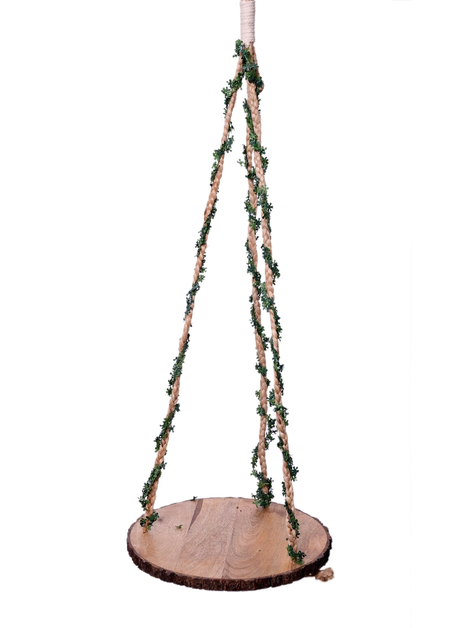 Jute Wall Hanging Shelf With Wooden Base 1 Jute Wall Hanging Shelf With Wooden Base