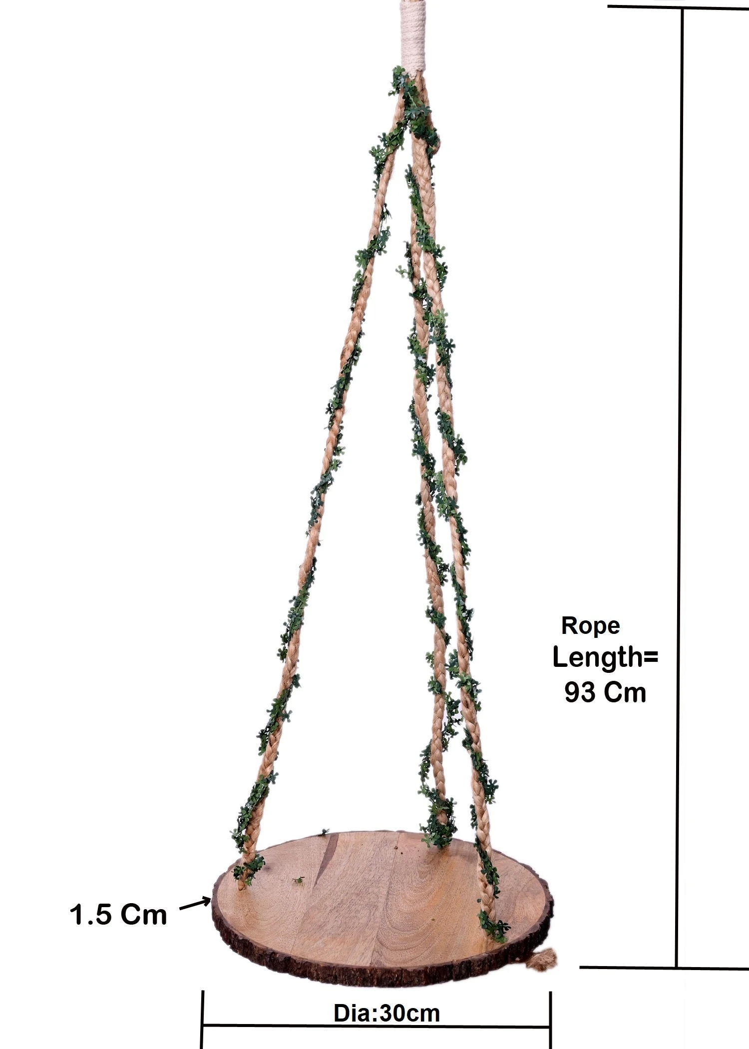 Jute Wall Hanging Shelf With Wooden Base 2 Jute Wall Hanging Shelf With Wooden Base - Image 2