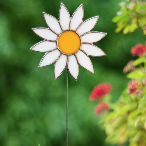 Stained Glass Daisy Garden Stick