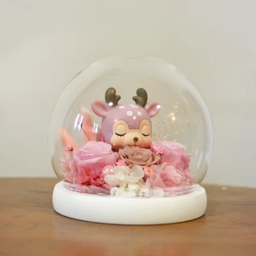 Deer Amidst Roses Preserved Flower Tabletop (with Gift Box) -Plant Life Decor Shop Deer Amidst Roses 3