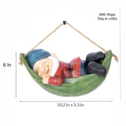 Wonderland Sleeping Gnome On Hammock Garden Decor, Home Decor, Hanging Gnome, Hanging Decor -Plant Life Decor Shop EV D9M7 R54K 1