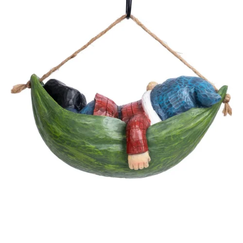 Wonderland Sleeping Gnome On Hammock Garden Decor, Home Decor, Hanging Gnome, Hanging Decor -Plant Life Decor Shop EV D9M7 R54K 3