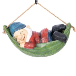 Wonderland Sleeping Gnome On Hammock Garden Decor, Home Decor, Hanging Gnome, Hanging Decor -Plant Life Decor Shop EV D9M7 R54K 6
