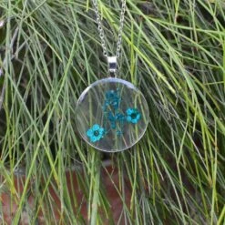 Twin Cobalt Real Dried Flower Necklace -Plant Life Decor Shop EXkJ18Xwfg