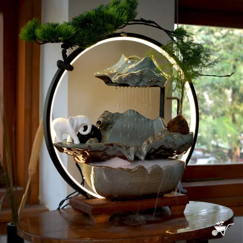 Elephant Hinterlands Water Fountain LED Decor Zen Garden -Plant Life Decor Shop Elephant Hinterlands 6