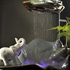 Elephant's Oasis Water Fountain LED Decor Zen Garden 8 Elephant's Oasis Water Fountain LED Decor Zen Garden -Plant Life Decor Shop Elephant oasis 2
