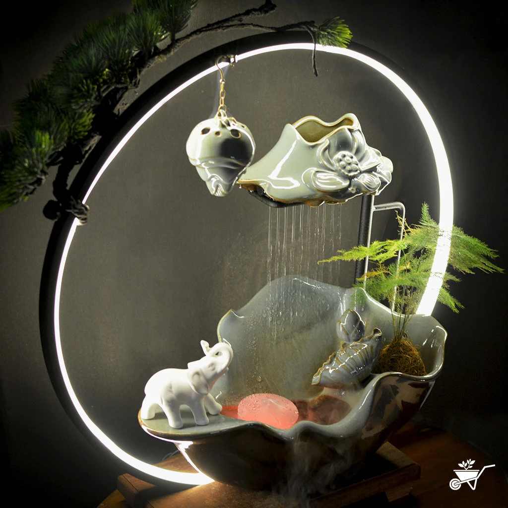 Elephant's Oasis Water Fountain LED Decor Zen Garden 5 Elephant's Oasis Water Fountain LED Decor Zen Garden - Image 5