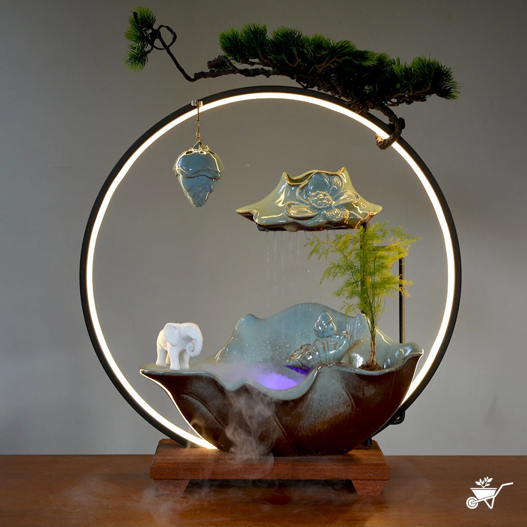 Elephant's Oasis Water Fountain LED Decor Zen Garden 2 Elephant's Oasis Water Fountain LED Decor Zen Garden - Image 2