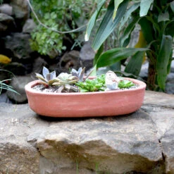Set Of 2 Plain Oval Terracotta Pot