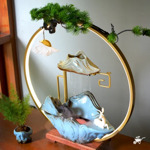 Emerald Whispers Water Fountain LED Decor Zen Garden 10 Emerald Whispers Water Fountain LED Decor Zen Garden -Plant Life Decor Shop Emerald Whispers 3