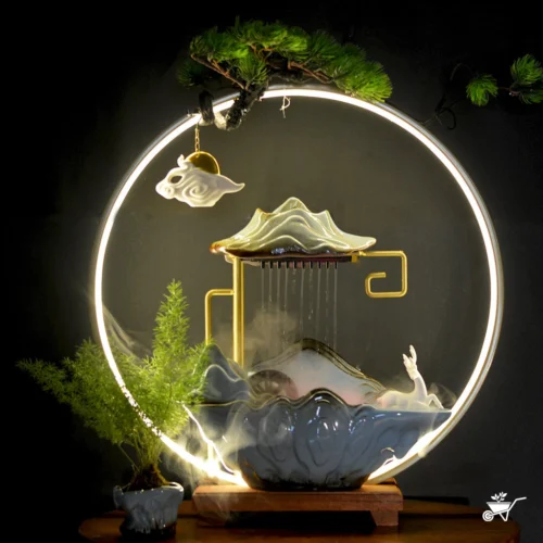 Emerald Whispers Water Fountain LED Decor Zen Garden 12 Emerald Whispers Water Fountain LED Decor Zen Garden -Plant Life Decor Shop Emerald Whispers 6