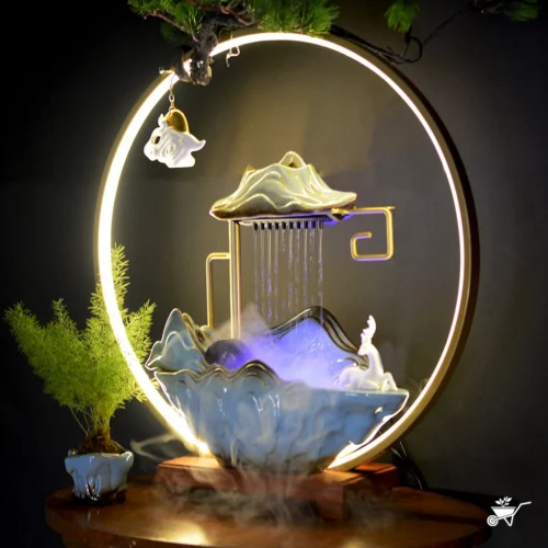 Emerald Whispers Water Fountain LED Decor Zen Garden 13 Emerald Whispers Water Fountain LED Decor Zen Garden -Plant Life Decor Shop Emerald Whispers 8