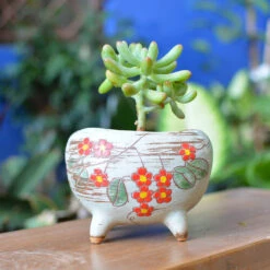 Etched In Bloom Ceramic Pot