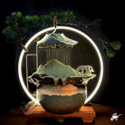 Ethereal Streams Horse Water Fountain LED Decor Zen Garden