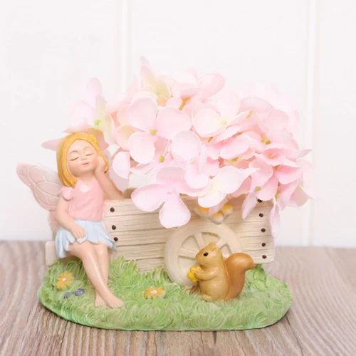 Beautiful Fairy Sitting With Cart Resin Succulent Pot