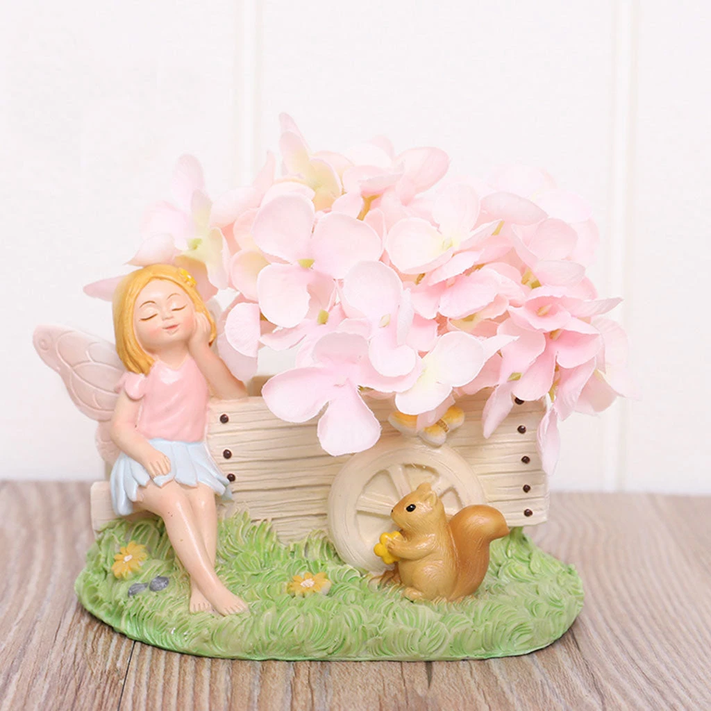 Beautiful Fairy Sitting With Cart Resin Succulent Pot 1 Beautiful Fairy Sitting With Cart Resin Succulent Pot