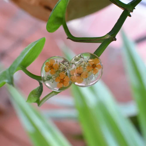 Fire Blossoms Real Dried Flower Earrings