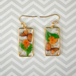 Fleeting Blossoms Real Dried Flower Earrings -Plant Life Decor Shop Fleeting Blossoms Orange 3