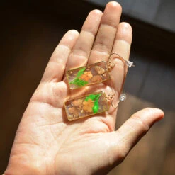 Fleeting Blossoms Real Dried Flower Earrings -Plant Life Decor Shop Fleeting Blossoms Orange 5