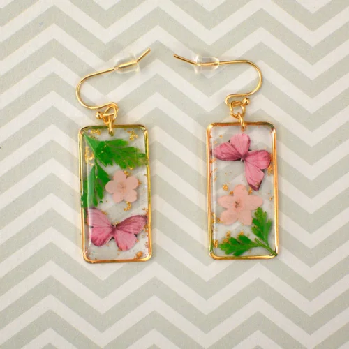 Fleeting Blossoms Real Dried Flower Earrings -Plant Life Decor Shop Fleeting Blossoms Pink 3
