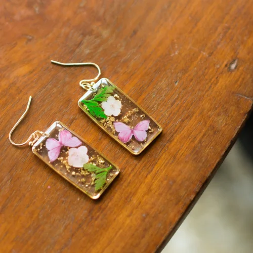 Fleeting Blossoms Real Dried Flower Earrings -Plant Life Decor Shop Fleeting Blossoms Pink 5