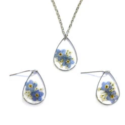 Forget Me Not Real Dried Flower Necklace Set / Earring 15 Forget Me Not Real Dried Flower Necklace Set / Earring -Plant Life Decor Shop Forget Me Not 10