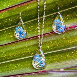 Forget Me Not Real Dried Flower Necklace Set / Earring 14 Forget Me Not Real Dried Flower Necklace Set / Earring -Plant Life Decor Shop Forget Me Not 5