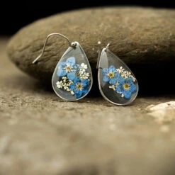 Forget Me Not Real Dried Flower Necklace Set / Earring 11 Forget Me Not Real Dried Flower Necklace Set / Earring -Plant Life Decor Shop Forget Me Not 7