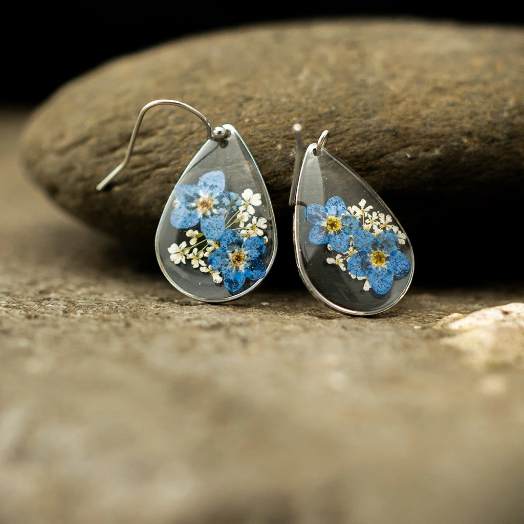 Forget Me Not Real Dried Flower Necklace Set / Earring 4 Forget Me Not Real Dried Flower Necklace Set / Earring - Image 4