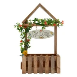 Hut Welcome Planter -Plant Life Decor Shop Hut Welcome Wooden Planter 4