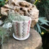 Zig Zag Cream Ceramic Pot With Tray