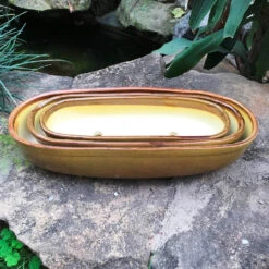 Set Of 3 Chiselled Bonsai Ceramic Tray -Plant Life Decor Shop IMG 1971