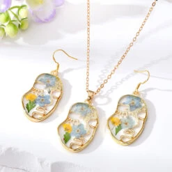Imbued Impulse Necklace Real Dried Flower Earring Set 9 Imbued Impulse Necklace Real Dried Flower Earring Set -Plant Life Decor Shop Imbued Impulse 1