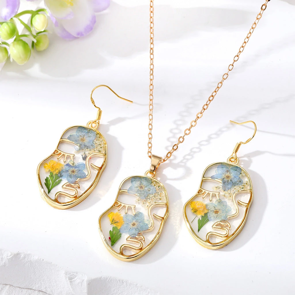 Imbued Impulse Necklace Real Dried Flower Earring Set 4 Imbued Impulse Necklace Real Dried Flower Earring Set - Image 4