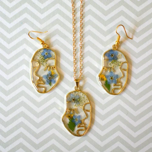 Imbued Impulse Necklace Real Dried Flower Earring Set -Plant Life Decor Shop Imbued Impulse 4