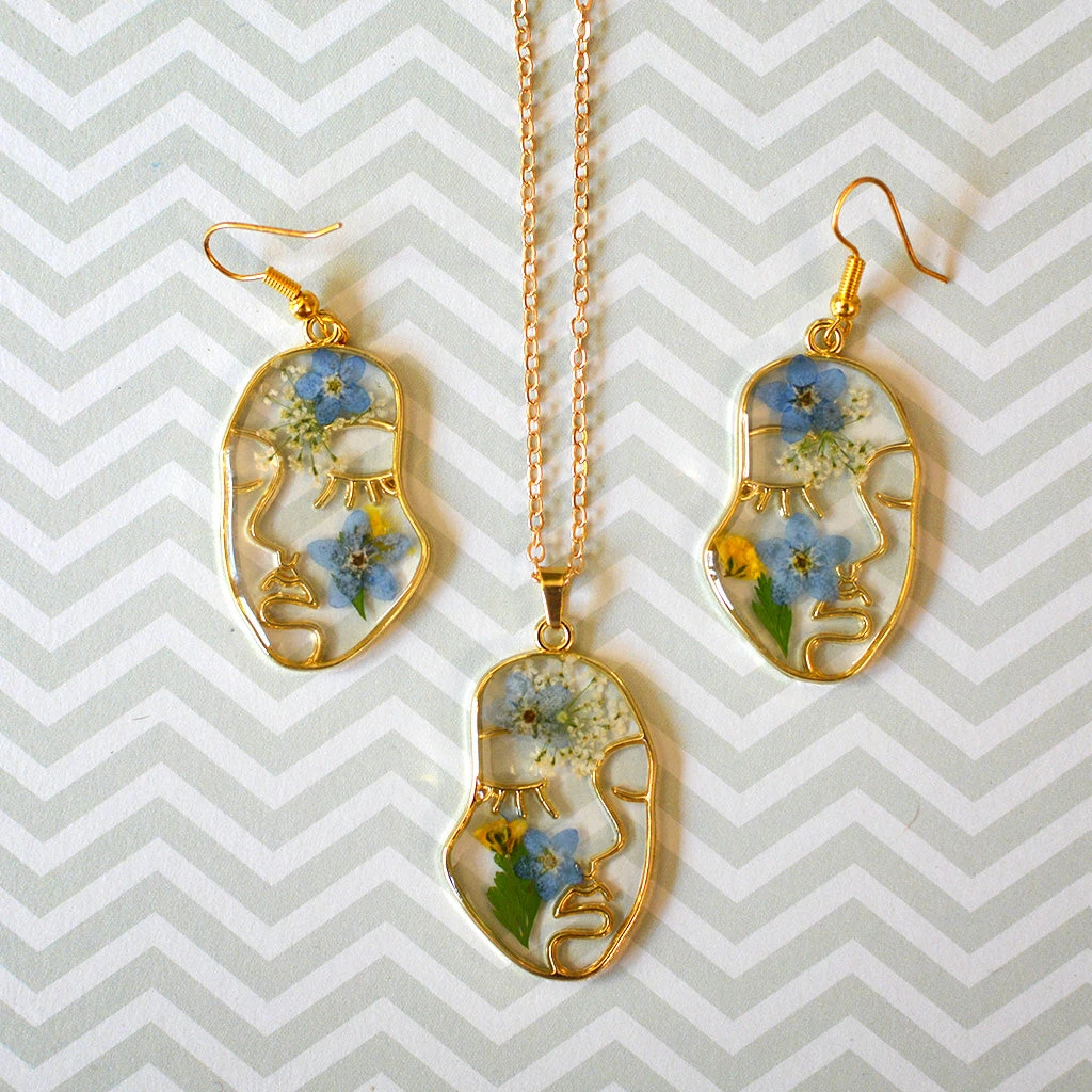 Imbued Impulse Necklace Real Dried Flower Earring Set 3 Imbued Impulse Necklace Real Dried Flower Earring Set - Image 3