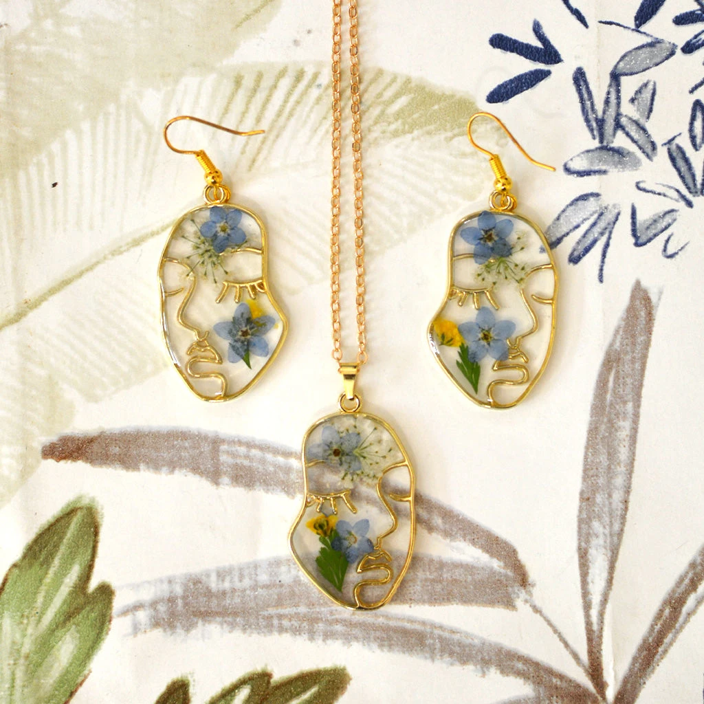 Imbued Impulse Necklace Real Dried Flower Earring Set 1 Imbued Impulse Necklace Real Dried Flower Earring Set