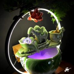 Jade Green Baby Elephant Water Fountain LED Decor Zen Garden -Plant Life Decor Shop Jade Green Baby Elephant Fountain 3