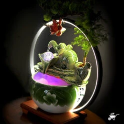 Jade Green Baby Elephant Water Fountain LED Decor Zen Garden -Plant Life Decor Shop Jade Green Baby Elephant Fountain 4