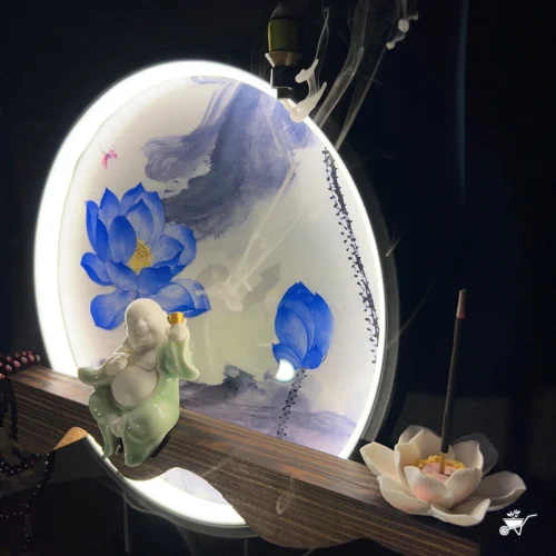 Laughing Buddha LED Decor Incense Burner Zen Garden -Plant Life Decor Shop Laughing Buddha Zen Garden 3