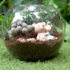 Miniature Girl With Teddy Bear – Cute Resin Decor For Gifts & Gardens -Plant Life Decor Shop Little Girl Holding Bear 4