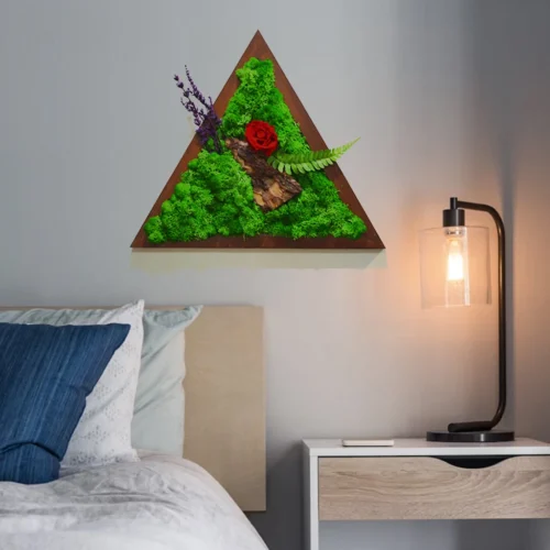 Love & Lavender Preserved Moss Frame With Dark Wood