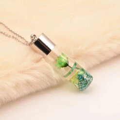 Lyrical Lotus Real Dried Flower Necklace -Plant Life Decor Shop Lyrical Lotus Green 1