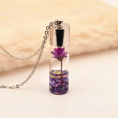 Lyrical Lotus Real Dried Flower Necklace -Plant Life Decor Shop Lyrical Lotus Purple 1