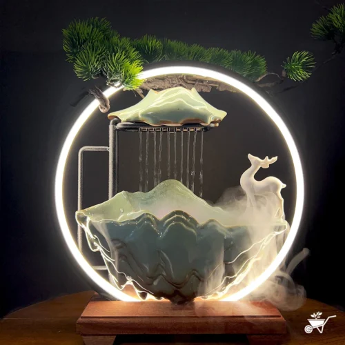 Misty Muse Water Fountain LED Decor Zen Garden -Plant Life Decor Shop Misty Muse 1
