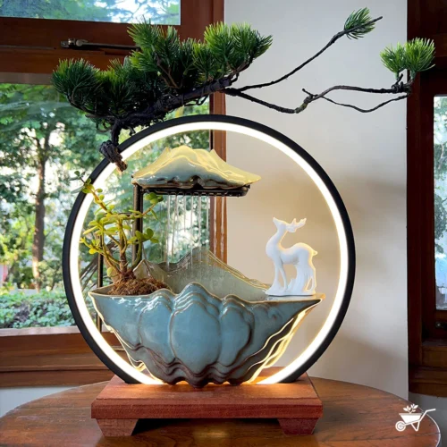 Misty Muse Water Fountain LED Decor Zen Garden -Plant Life Decor Shop Misty Muse 5