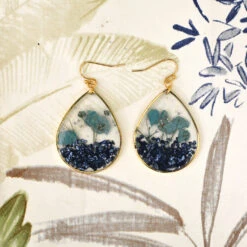 Ocean Sparkles Real Dried Flower Earrings -Plant Life Decor Shop Ocean Sparkles Earring 1