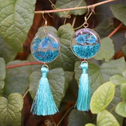 Oceanic Tassel Real Dried Flower Earrings